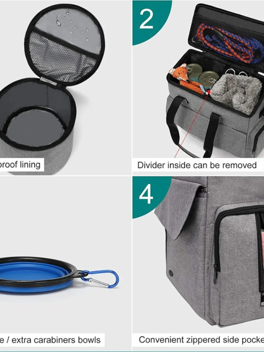 Outdoor Dog Travel Backpack with Food Container – Multifunctional Pet Carrier